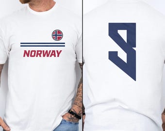 Norway Inspired Patriotic Fans Vibes Graphic Tee, #9 Jersey Style Minimalist Design for Supporters, 2026 World USA 2-Sided Unisex T-Shirt