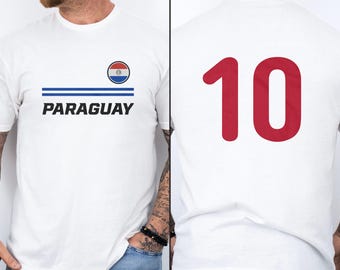 Paraguay Inspired Patriotic Fans Vibes Graphic Tee, #10 Jersey Style Minimalist Design for Supporters, 2026 World USA 2-Sided Unisex T-Shirt