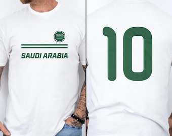 Saudi Arabia Inspired Patriotic Fans Vibes Graphic Tee, #10 Jersey Style Minimalist Supporters Design, 2026 World USA 2-Sided Unisex T-Shirt
