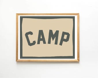 Camping Wall Decor Print - Outdoors Playroom - Explore Wall Art - Travel Wall Art - Camp Themed Nursery - Adventure Nursery - Camp Art