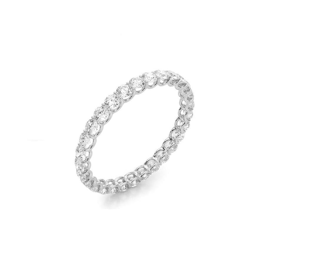 14K White Gold Lab Grown Diamond Eternity Wedding Band - Etsy