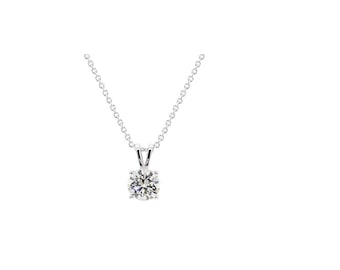 1カラットラウンドカットラボグロウンダイヤモンドペンダント – 14K