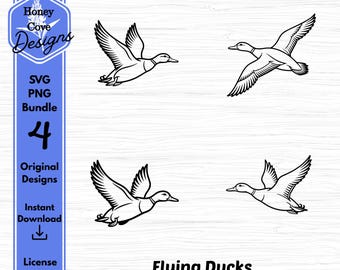 Pacote de Patos Voadores SVG PNG, Arquivos de Corte de Pato, Vetor Digital de Caça, Silhueta de Pato Voador, Gráficos para Impressão, Uso Comercial