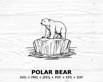 Polar Bear Digital Illustration Clipart Bundle for Download SVG PNG JPEG pdf eps dxf, Polar Bear Image Instant Download, Commercial license