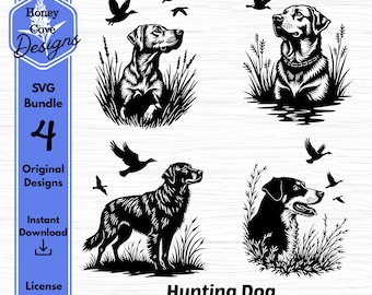 Jagdhund SVG-Bundle, Retriever-Vektorgrafik, Entenjagd Clipart, Labrador-Schnittdatei, Jagdtier-Digital-Download