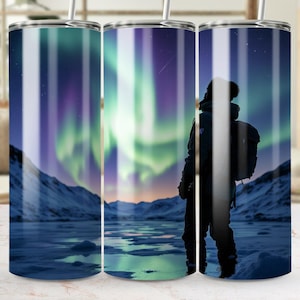 Northern Lights Tumbler Wrap, 20oz Digital Download, Straight and Tapered Files, Stunning Arctic Aurora Design