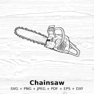 Chainsaw Vector Clipart Digital Download, Chainsaw Cutting Machine Art for Crafts, DIY Printable Illustration, SVG PNG Jpeg Pdf Eps Dxf File