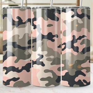 Camouflage Digital Tumbler Wrap, 20 Unzen gerade und konische Dateien, Camo Tumbler Design für DIY Crafts, Pink Camo Tumbler Download
