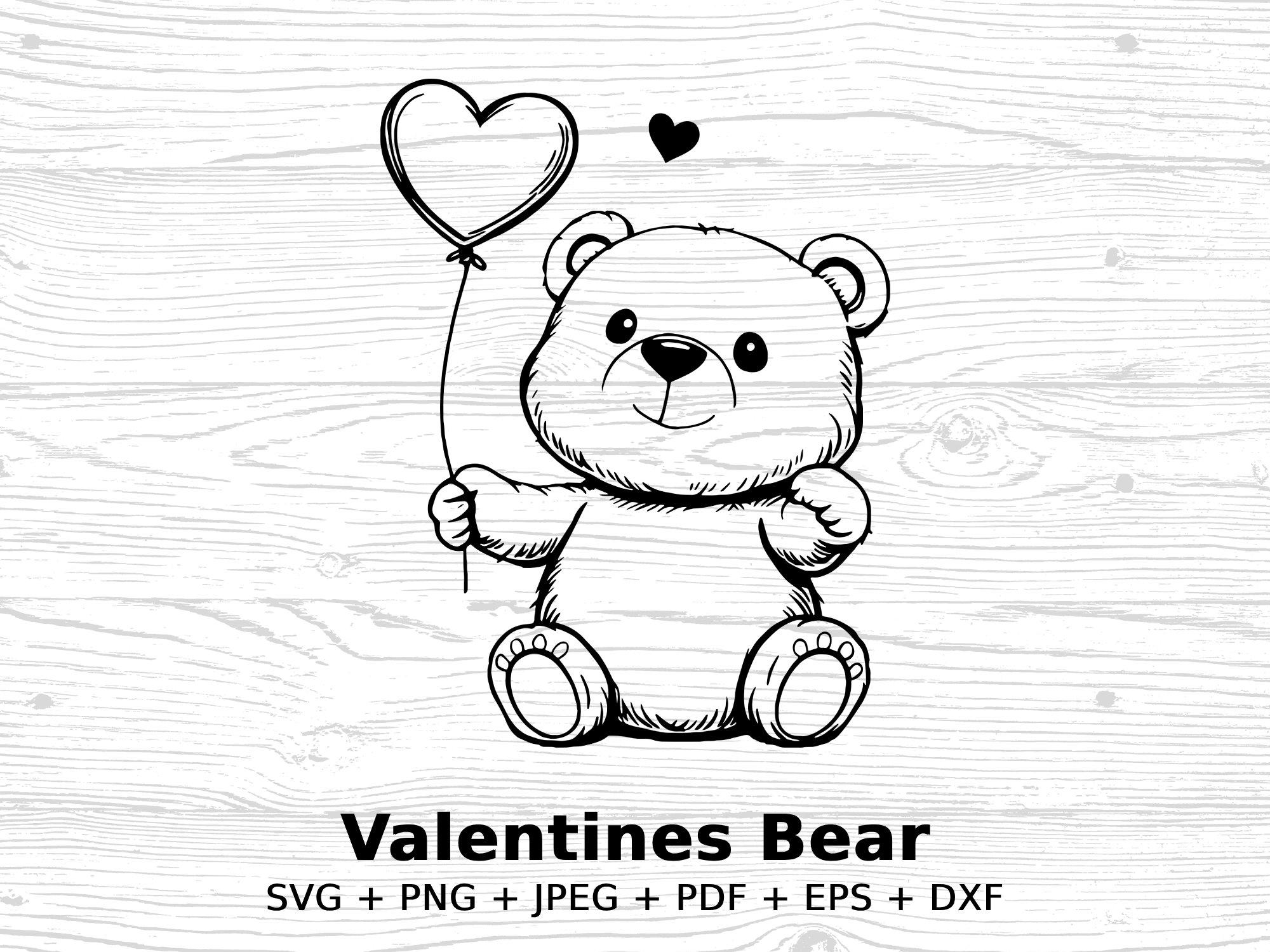 Valentines Teddy Bear Vector Clipart, Cute Bear With Heart Balloon ...