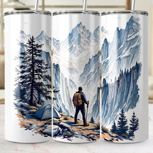 Hiking Adventure Tumbler Design, Mountain Scenery Sublimation, Nature Lover Gift, 20oz Tumbler Wrap Digital Download