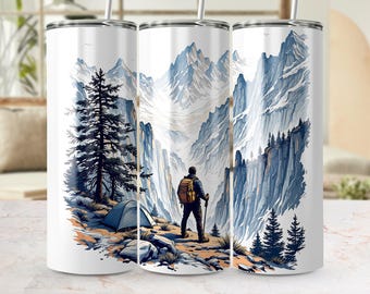 Hiking Adventure Tumbler Design, Mountain Scenery Sublimation, Nature Lover Gift, 20oz Tumbler Wrap Digital Download