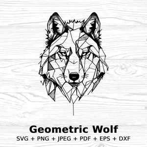 Geometric Wolf Vector Clipart Digital Download, Futuristic Wolf Design Clipart for Cricut and Silhouette, SVG PNG Jpeg Pdf Eps Dxf Files
