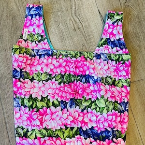 Tropical Hawaiian Grocery Bag / Market Bag / Reversible