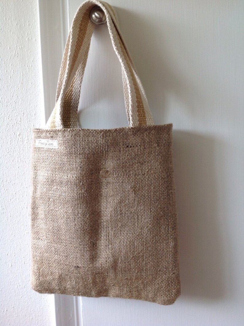 Girls Burlap Market Tote Purse Kona Coffee Burlap Tote