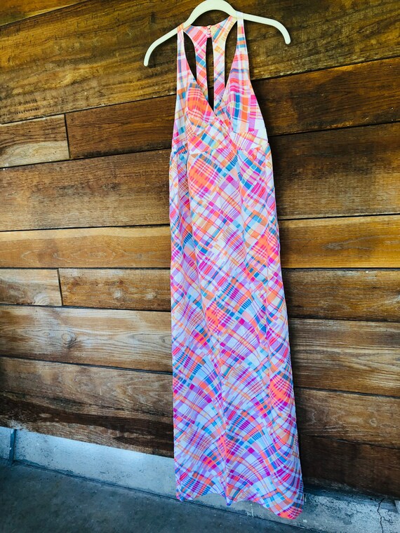 70’s Plaid Maxi Sundress / Vintage Maxi Dress - image 2