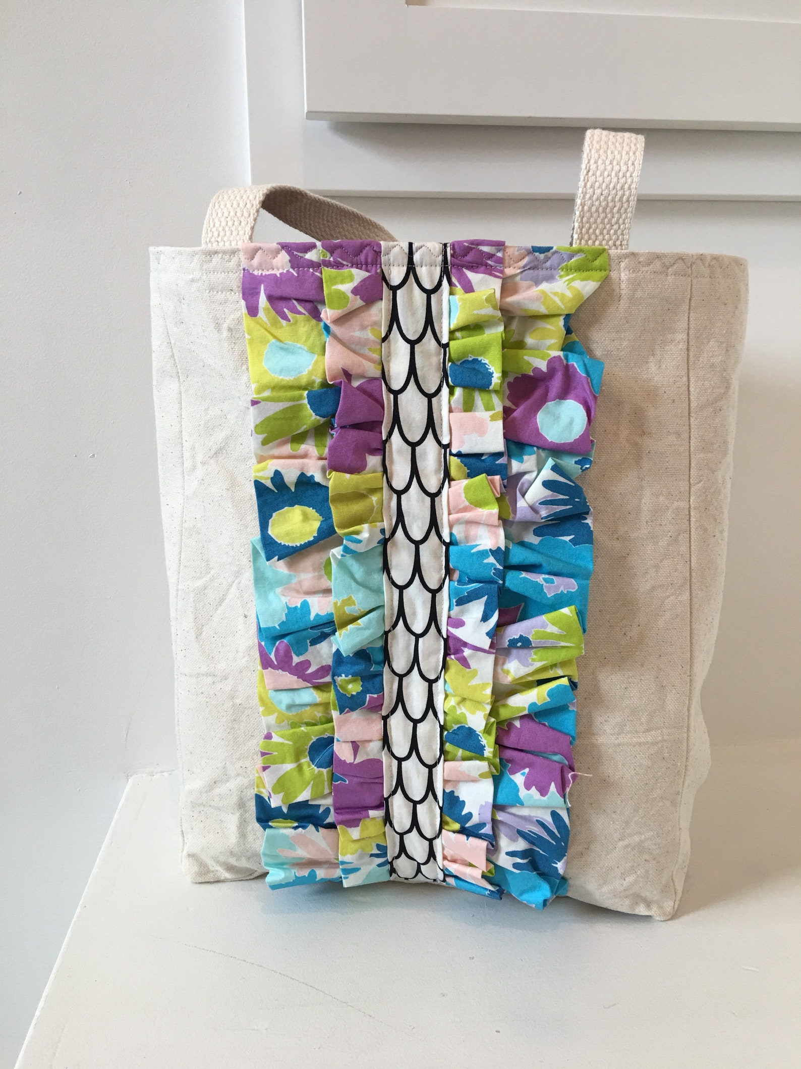 Ruffled Canvas Handbag/ Purse/ Canvas Tote - Etsy