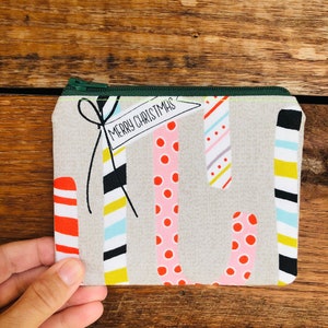 Merry Christmas Cotton Pouch: Vintage Weihnachtsgeldbeutel