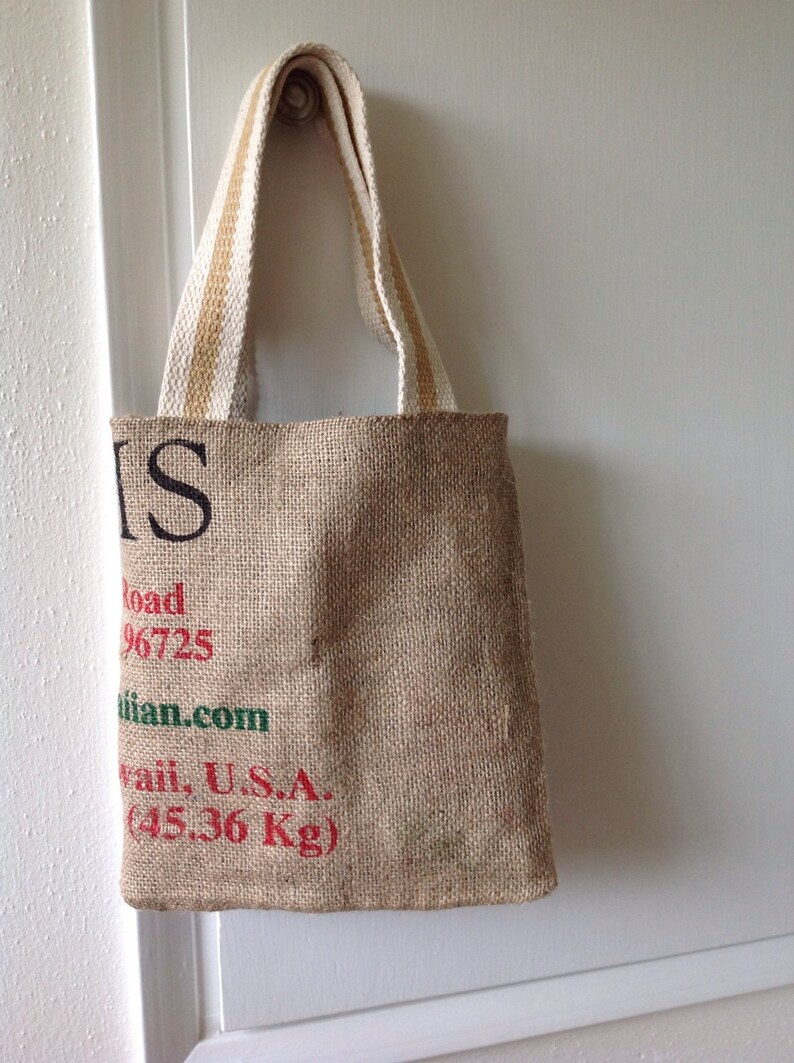 Girls Burlap Market Tote Purse Kona Coffee Burlap Tote