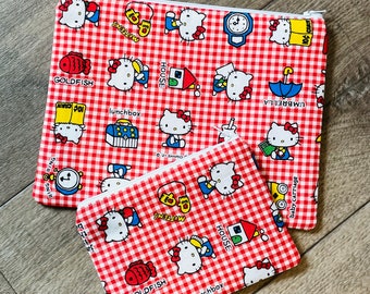 Hello Kitty Canvas Pouches / Makeup Bag / Red