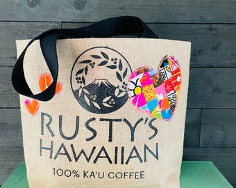 Rusty’s Hawaiian Coffee Sack Tote / Beach Bag