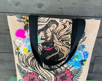 Kauai koffiezak Tote / Hula Girl / Kalo Plant