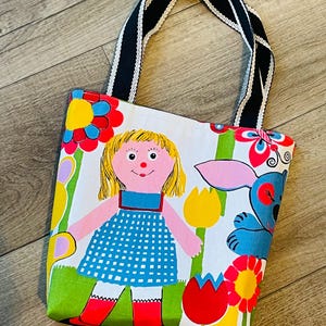 Bolso de mano vintage de lona, bolso de mano, bolso de muñeca, bolso de tortuga, bolso de cuadros vichy