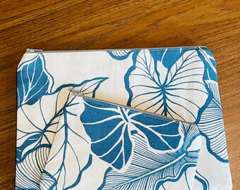 Kalo Plant Zipper Pouches / Makeup Bags / Hawaiian Canvas