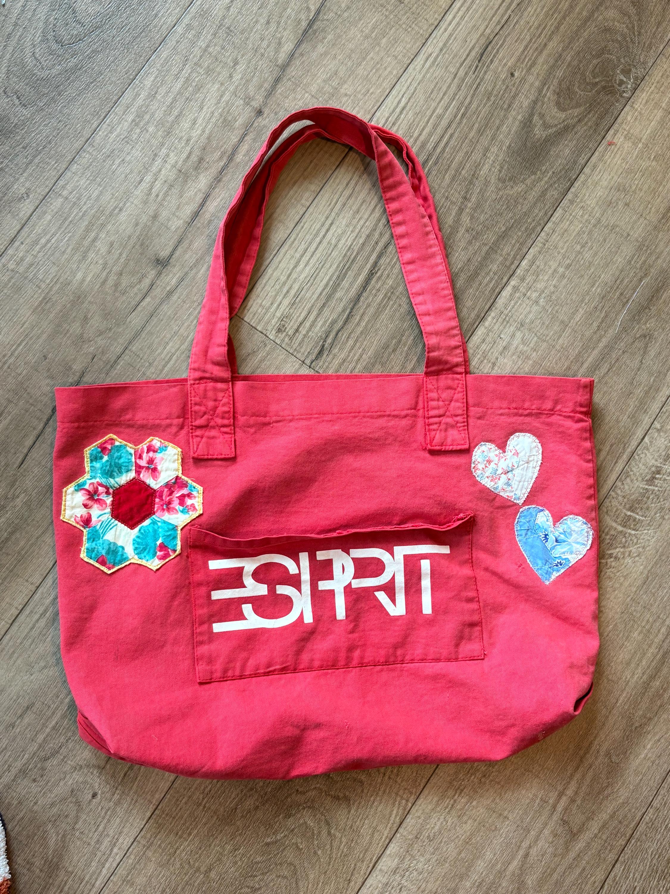 Vintage Esprit Canvas Tote / Vintage 80's / Faded Red Canvas