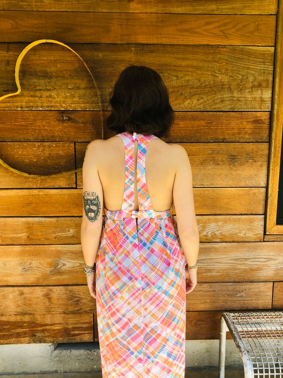 70’s Plaid Maxi Sundress / Vintage Maxi Dress - image 6