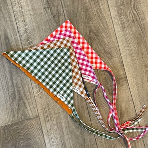 Reversible Gingham Head Scarf: 1960s Style Head Covering