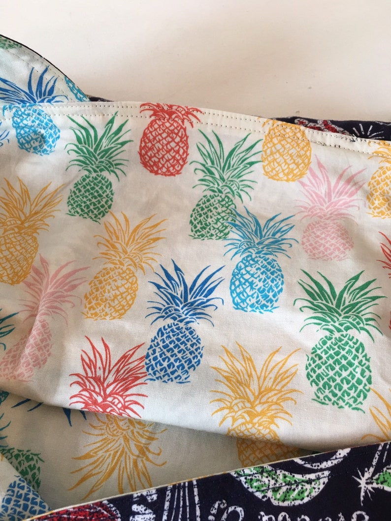 Grocery Bag Market Bag Reversible Washable Aloha Pineapples