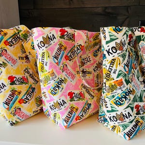 Hawaiian Canvas Totes / Palaka / Beach Bags / Market Totes / Travel Bags/ Hawaiian Islands