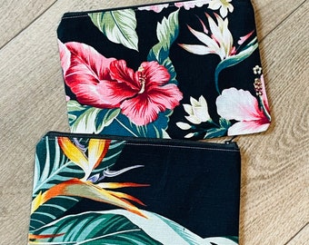 Hawaiian Barkcloth / Zipper Pouches / Makeup Bags