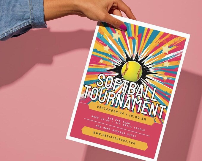 Editable Softball Tournament Flyer Template | Customizable Meetup Flyer ...