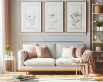 Flower Line Art, Floral Print, Minimalist