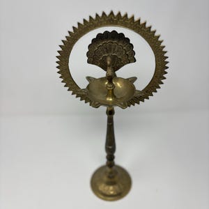 Vintage Brass Peacock Diya, Oil Lamp