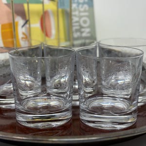 Vintage Cristal D&#39;Arques Dampierre Whiskey Glasses, Set of 5, Etched Floral Tumblers