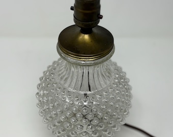 Vintatge MCM Clear Glass Hobnail Table Lamp