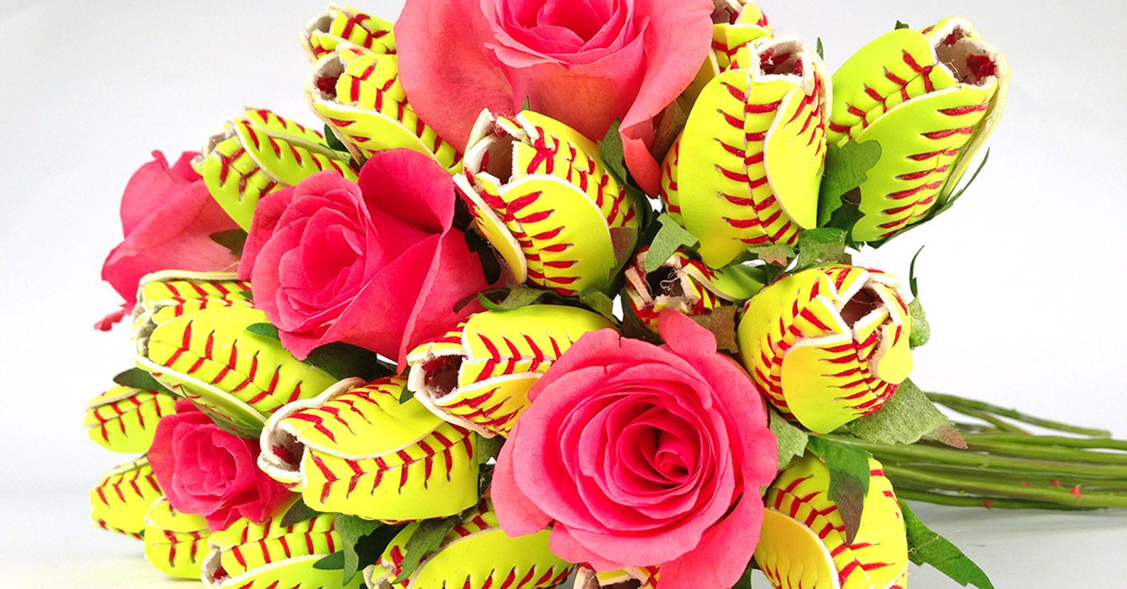 Softball Roses Arrangement Softball Flowers Bouquet | Etsy