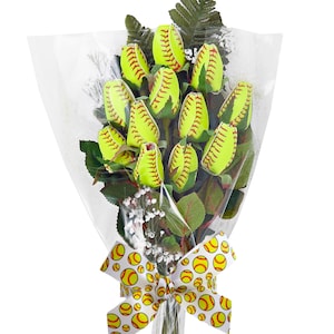 Yyeselk Sport Rose Sport Roses Softball Senior Gifts Bouquet Decorations  Yellow Artificial Flowers（Basketball, Volleyball, Baseball, Football, Rugby  ） 