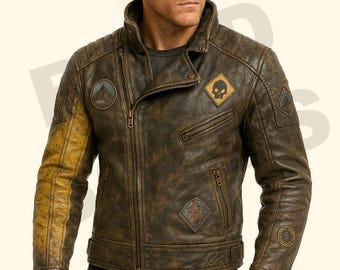 Men's Biker Skull Ride Leather Jacket: Retro Motorcycle Outfit