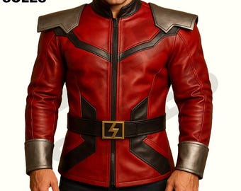 Chaqueta de cuero de comandante rojo para cosplay: disfraz de luchador