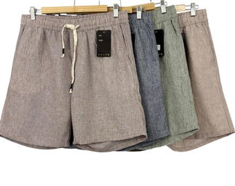 New Mens Mid Weight Cotton Linen Look Summer Shorts Plain Pants Casual Gents High Quality Lounge Beach Holiday Bottoms