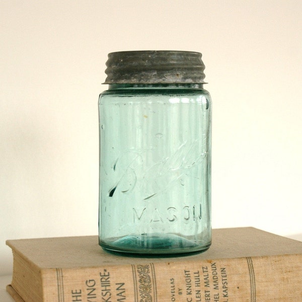 Vintage Aqua Blue Ball Canning Jar Rustic Country Farmhouse by LeeLeesCloset on Etsy