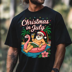 Christmas In July T-shirt, Christmas In Summer Shirt, Beach Christmas Tree, Xmas Vacation Tee, Summer Graphic Shirt, Unique Christmas Gift