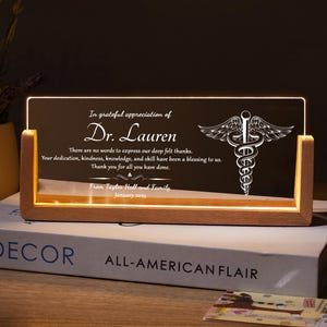 Personalized Doctor Retirement Gift, Gift for Doctor, Appreciation Gift, Custom Name Gift, Thank You Gifts, Farewell Gift, Desk Night Light