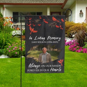 Personalized Memorial Garden Flag for Grandpa, Custom In Loving Memory Yard Decoration, Always in Our Hearts Outdoor Tribute, Sympathy Gift