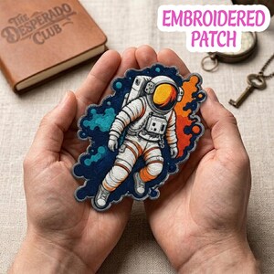 Astronaut Embroidered Patch, Space Explorer Iron On Badge, Artistic Nebula Astronaut Patch, Cool Cosmic Jacket Decor, Space Lover Gift