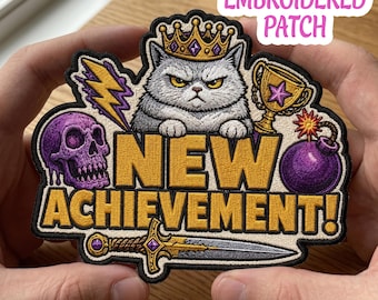 New Achievement Embroidered Patch, Funny Gaming Achievement Badge, Dungeon Crawler Carl Iron On Patch, Gamer Fan Merch Gift for Him