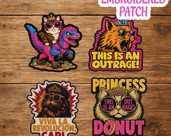 Parche bordado de la Princesa Donut, Insignia termoadhesiva de Donut Maldita sea, Regalo para fans de Carl de Dungeon Crawler, Parche de Mongo consternado por esta indignación
